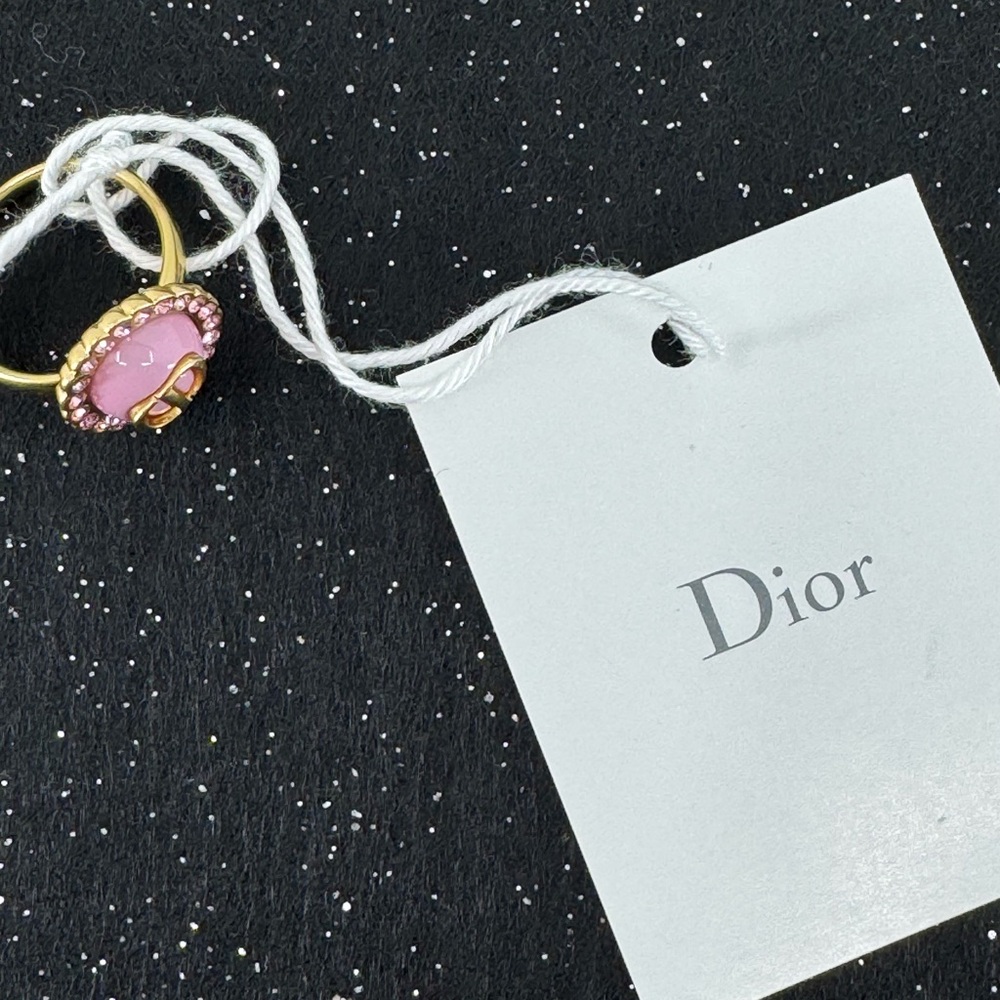 Vintage Dior Petit CD Baroque Ring Gold-Finish - Pink Crystals 6.5